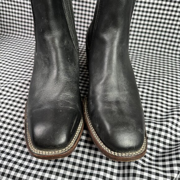 Zebra Men's Black Leather Square Toe Chelsea Cowboy Boots MX Size 29.5 / US 11 - Picture 2 of 7